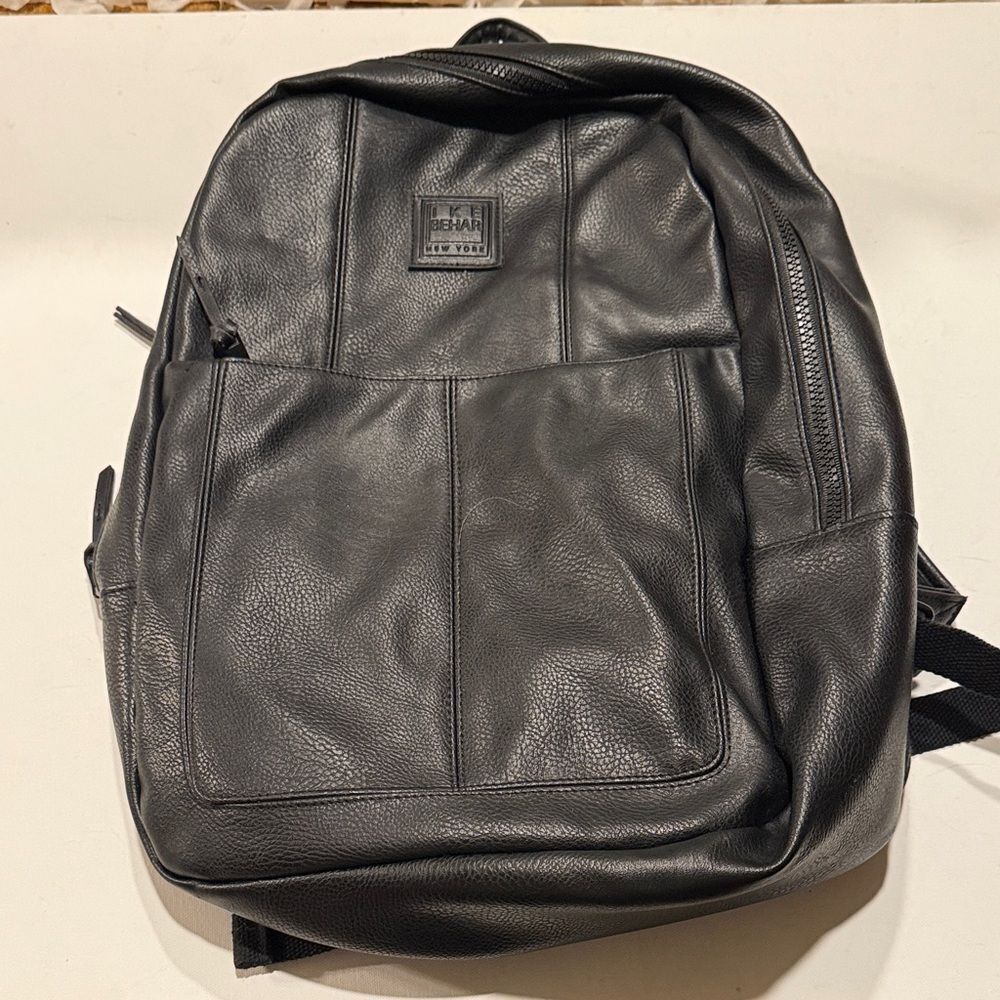 Ike Behar Charcoal Leather Backpack